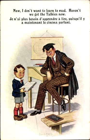 Künstler Ak McGill, D., Junge in der Schule, Lehrer