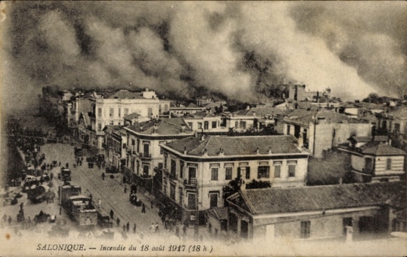 Ak Salonique Saloniki Thessaloniki Griechenland, Brand vom 18. August 1917