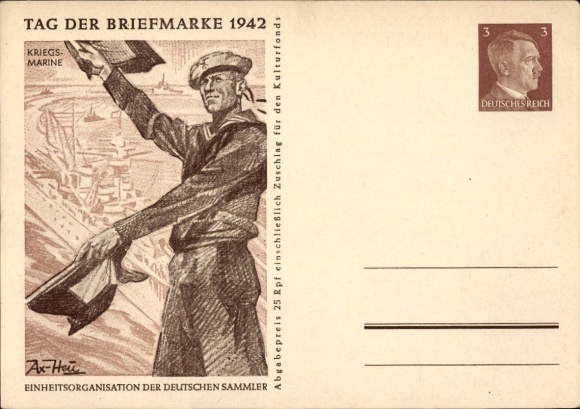 Ganzsachen Künstler Ak Axster Heudtlaß, Tag der Briefmarke 1942, Kriegsmarine