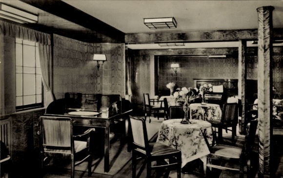 Ak Dampfer MS Milwaukee, HAPAG, Gesellschaftsraum, Touristenklasse