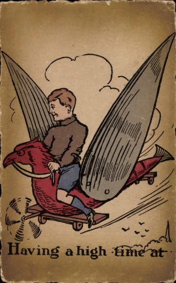 Ak Junge auf einem Fluggerät, Adler