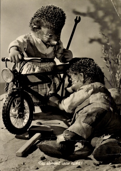 Ak Mecki der Igel, Da stimmt was nicht, Motorrad, Igelin