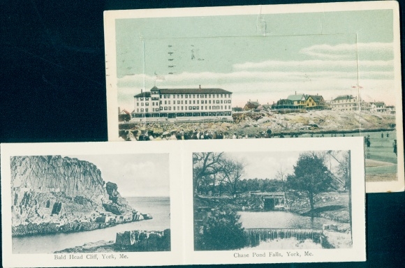 Leporello Ak York Beach Maine, Nubble-Lighthouse, Union Bluff, Chase-Pond-Falls