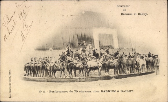 Ak Barnum et Bailey Zirkus, Performance de 70 chevaux chez