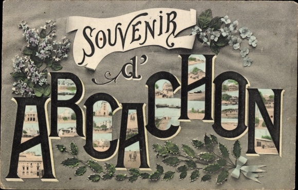 Buchstaben Ak Arcachon Gironde, Teilansichten