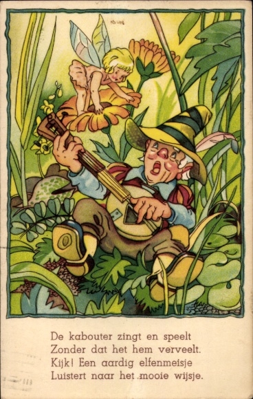 Künstler Ak Der Gnom singt und spielt ohne Langeweile, Elf