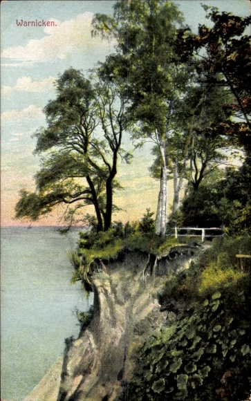 Ak Lesnoje Warnicken Ostpreußen, Landschaft mit Bäumen, Kliff, Wasser, Warnicken