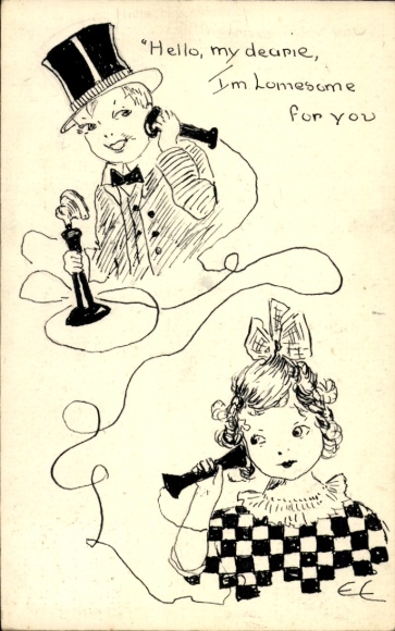 Künstler Ak Hello, my dearie, I'm Lonesome for you, Telefon