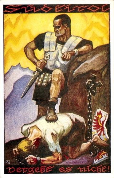 Künstler Ak Wilke, Karl Alexander, Südtirol, vergesst es nicht, Deutscher Schulverein Nr. 1745