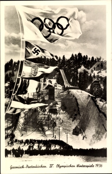 Ak Garmisch Partenkirchen in Oberbayern, Olympische Winterspiele 1936, Skischanze