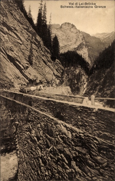 Ak Val di Lei-Brücke, Schweizerisch-italienische Grenze