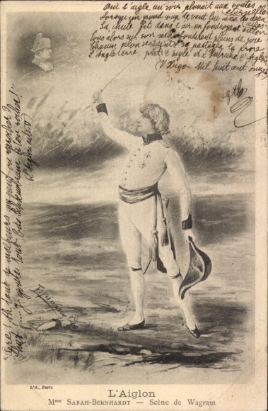 Ak Französische Schauspielerin Sarah Bernhardt, L'Aiglon, Napoleon II., Scene de Wagram