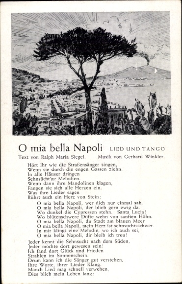 Lied Ak Napoli Neapel Campania, O mia bella Napoli, Tango, Ralph Maria Siegel, Gerhard Winkler