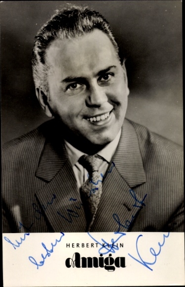 Autogrammkarte Sänger Herbert Klein, Portrait, Autogramm, Amiga