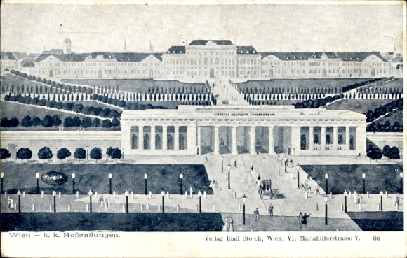 Ak Wien 1 Innere Stadt,  k. k. Hofstallungen, Verlag Emil Storch, Gartenanlage, Menschen