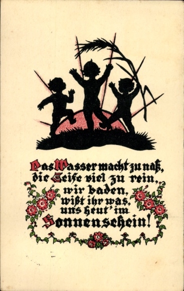 Scherenschnitt Ak Klein, M., Kinder, Sonnenschein