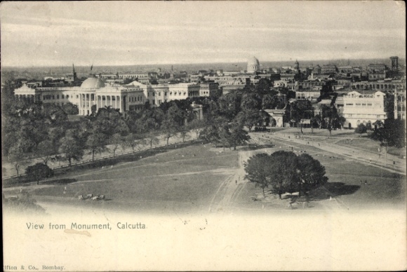 Ak Calcutta Kolkata Kalkutta Indien, Blick auf  Monument, Bäume, Stadtansicht