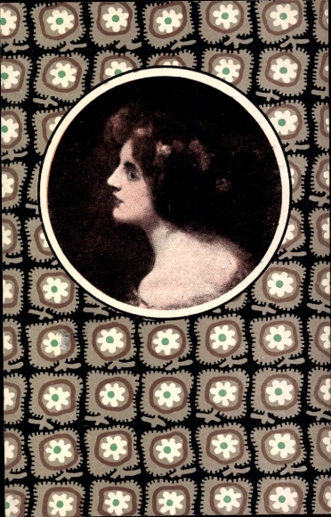 Künstler Ak Fochler, L., Stoffmuster Entwurf, Frauenportrait, Wiener Werkstätte