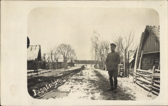 Foto Ak Weißrussland, Ragatschin, Dorfstraße 1, Lytupy Kukljan