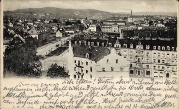 Ak Bayreuth in Oberfranken, Blick auf  , handschriftlicher Text, keine Persönlichkeiten