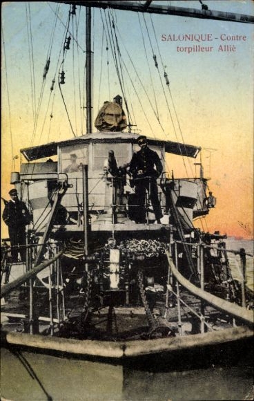 Ak Thessaloniki Griechenland, Contre torpilleur Allie, Britisches Kriegsschiff