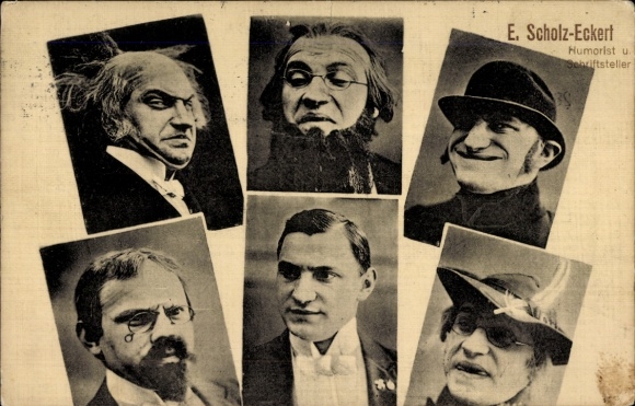 Ak Humorist und Schriftsteller E. Scholz-Eckert, Portraits