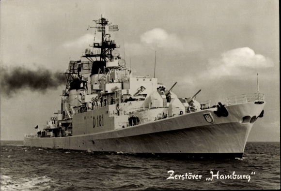 Ak Deutsches Kriegsschiff, Zerstörer Hamburg, D181, Bundesmarine