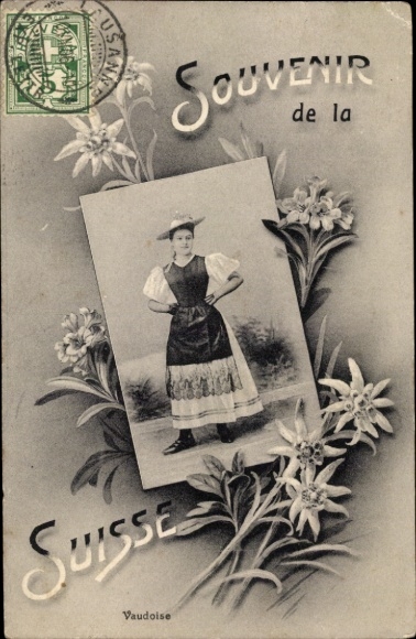 Ak Kanton Waadt, Frau in Tracht