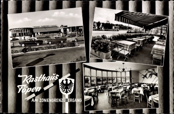 Passepartout Ak Töpen in Bayern, Ansichten vom Rasthaus von E. Friedrich, Wappen