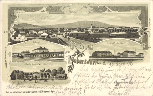 Litho Leobersdorf Niederösterreich, Panorama, Bahnhof, Restaurant