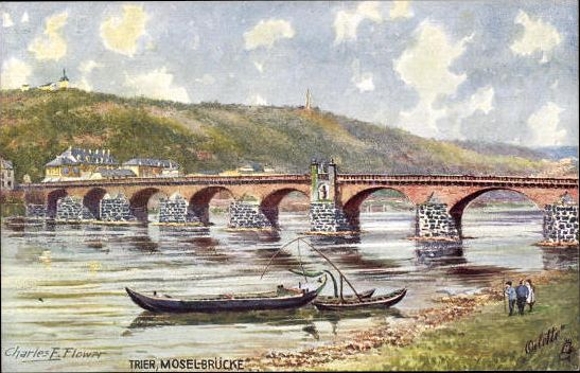 6 Künstler AK im Umschlag Trier an der Mosel, Oilette Serie