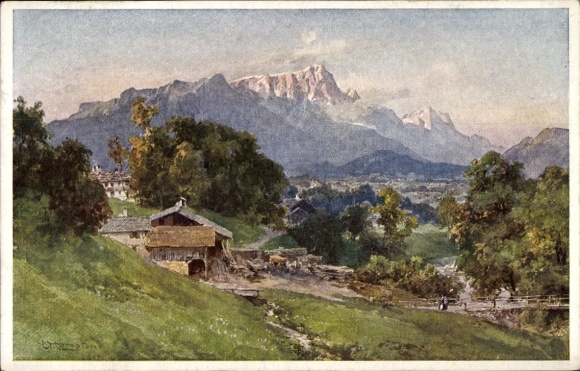 Künstler Ak Compton, E. T., Schönau am Königssee Oberbayern, Untersberg