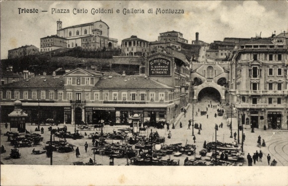 Ak Triest Trieste Friuli Venezia Giulia, Piazza Carlo Goldoni, Galleria di Montezza