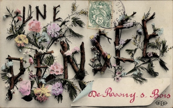 Ak Paris XV., Une Pensee de Grenelle, Roses, Nelken, Tannenzweige