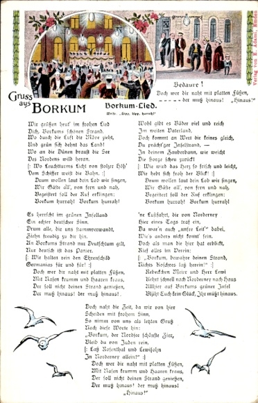 Judaika Lied Ak Borkum Lied, Platte Füße, Anti Jüdisch