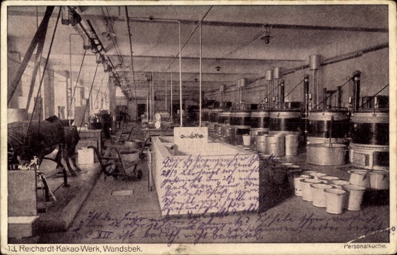 Ak Hamburg Wandsbek, Reichardt Kakao-Werk,  Personalräume, Maschinen, Kessel