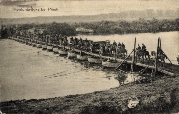 Ak Pinsk Weißrussland, Pontonbrücke