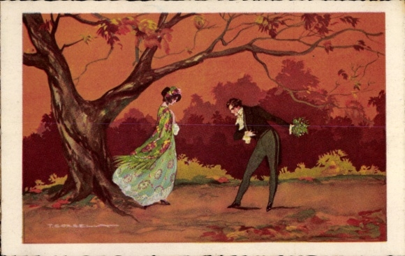 Künstler Ak Corbella, T., romantisches Paar