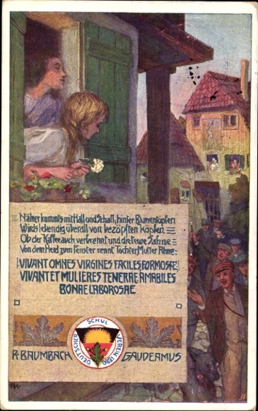 Studentika Künstler Ak Deutscher Schulverein Nr. 238, Gaudeamus, R. Baumbach, Vivant Omnes Virgines