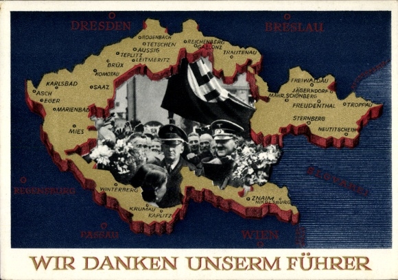 Ganzsachen Ak Wir danken unserm Führer, Sudetenland, Böhmen, Mähren, Hitler