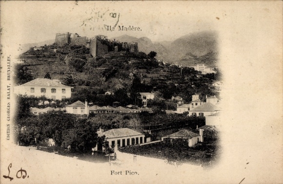 Ak Insel Madeira Portugal, Fort Pico, Stadtansicht, Schloss