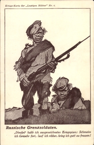 Künstler Ak Russische Grenzsoldaten, Lustige Blätter