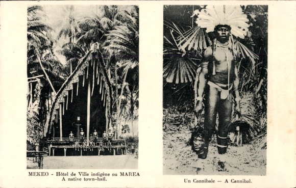 Ak Mekeo Papua Neuguinea, Hotel de Ville indigene ou Marea, un Cannibale, Missionnaires Sacre Coeur