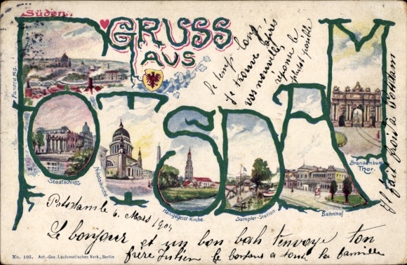 Buchstaben Litho Potsdam, Stadtschloss, Nikolaikirche, Brandenburger Tor, Bahnhof, Wappen