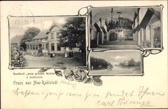 Ak Hamburg Wandsbek Neu-Rahlstedt, Gasthof zum grünen Walde, J. Schilling