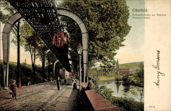 Ak Elberfeld Wuppertal, Schwebebahn an Station Hammerstein
