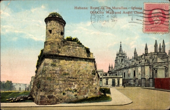 Ak Havanna Habana Kuba,  aus  alte Stadtmauer, Kirche, farbig, Stempel