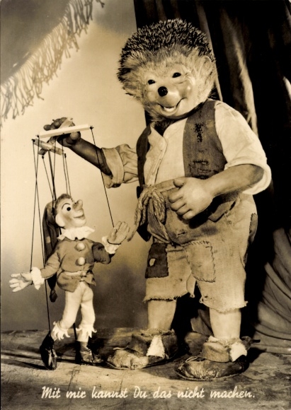 Ak Mecki der Igel, Mit mir kannst Du das nicht machen, Kasperletheater, Marionette