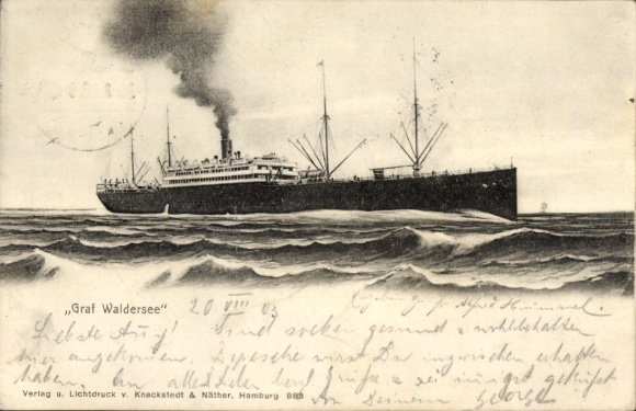 Ak HAPAG Dampfer Graf Waldersee