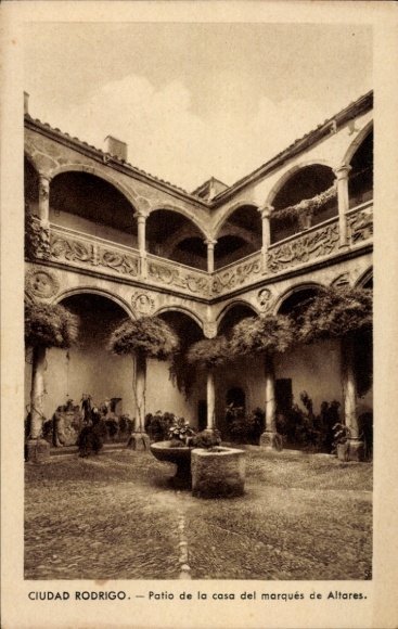 Ak Ciudad Rodrigo Kastillen und León, Patio de la casa del marqués de Altares,   Architektur